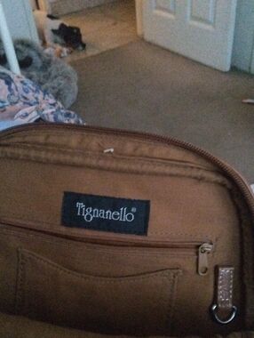 Tignanello Brown leather Laptop Briefcase with D-Ring Accent